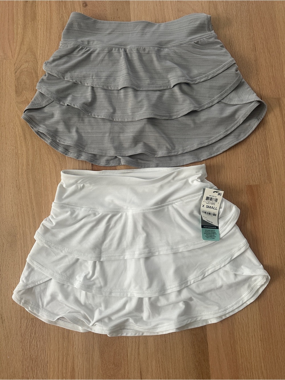 Two Tiered Ruffle Mini Skirt - White & Gray